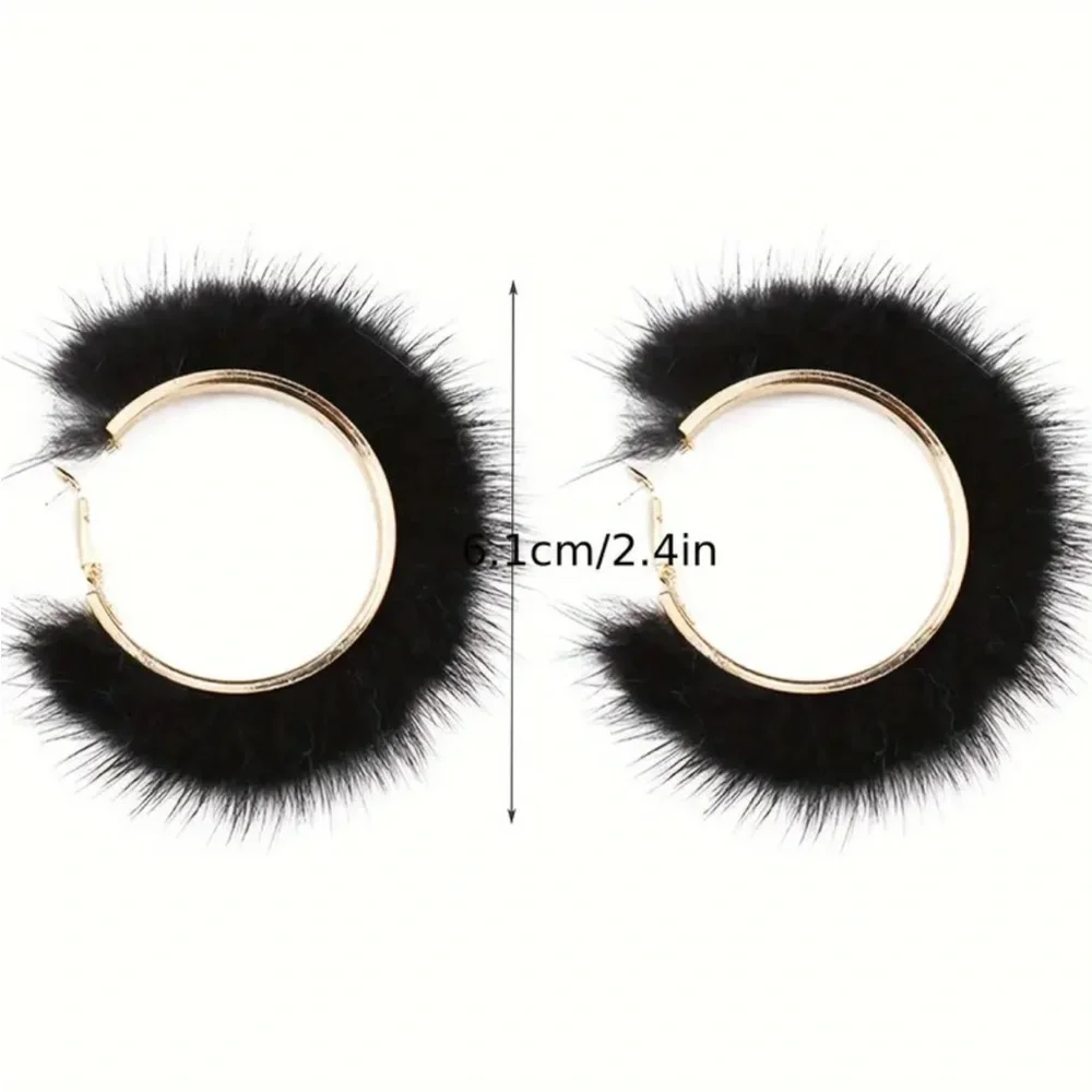 Black Fur Earrings - Picture 3 of 4